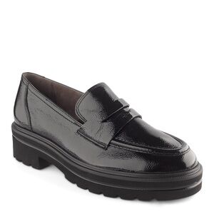Paul Green Ogden Platform Loafer in Black‎ Crinkled Patent Sz 4.5/US 7